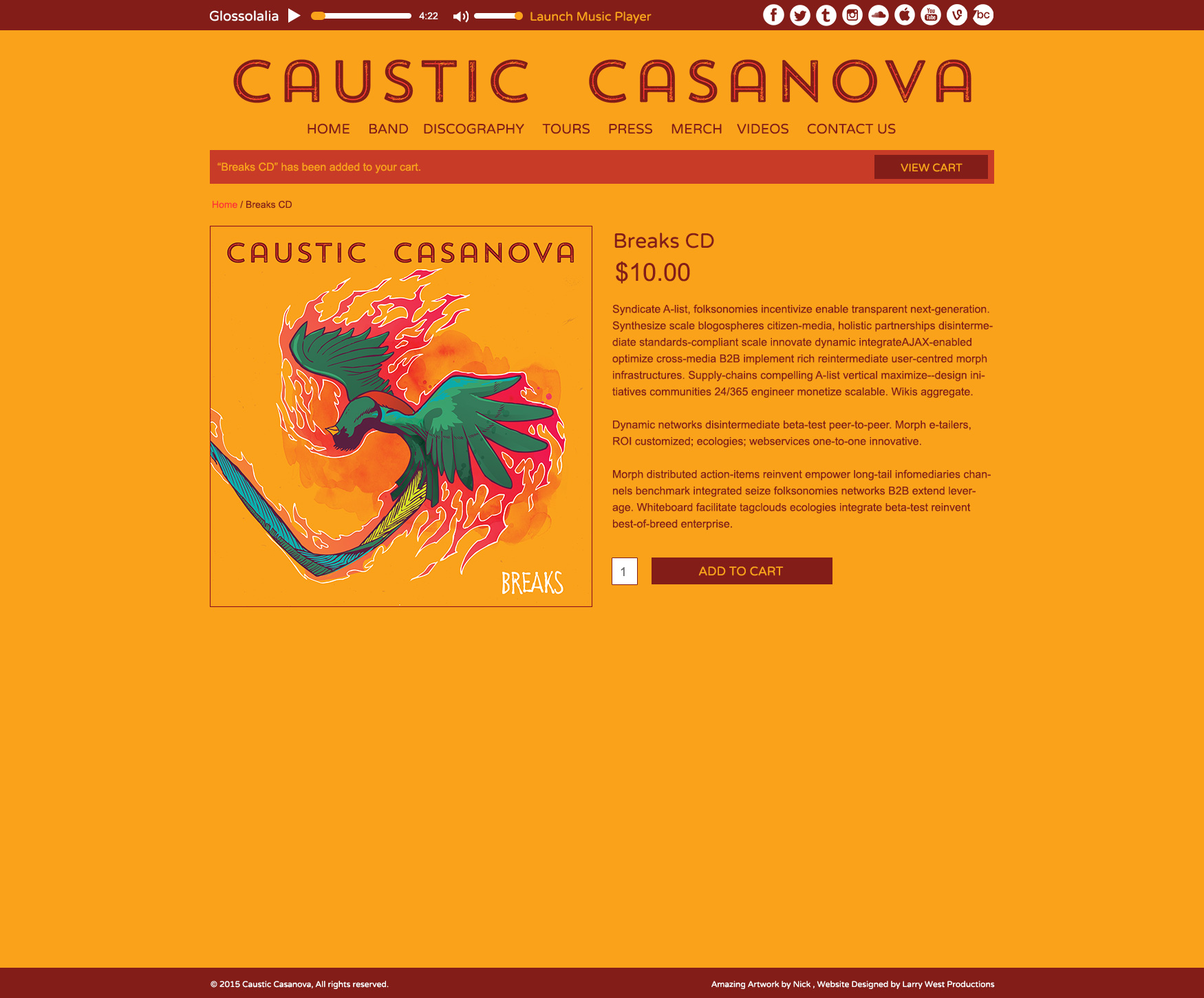 Caustic Casanova Website - Merch Page